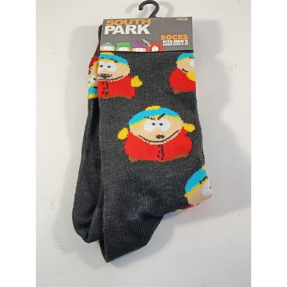 South Park Cartman Crew Socks Men's Size 6-12 Black Graphic 1 Pair